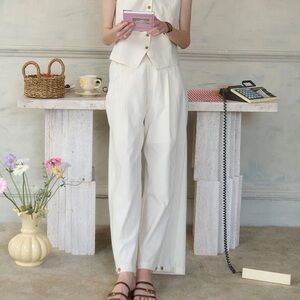 NWOT Simple Retro Small CREAM BRIELLA CASUAL HIGH-WAISTED TROUSERS